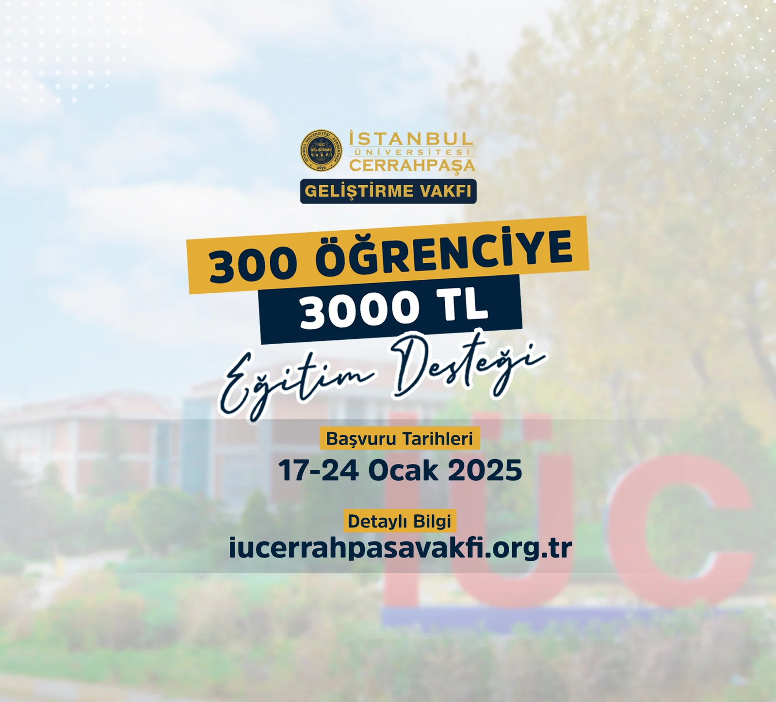 300 Öğrenciye 3.000 TL “Eğitim Desteği” Başvuruları Başladı