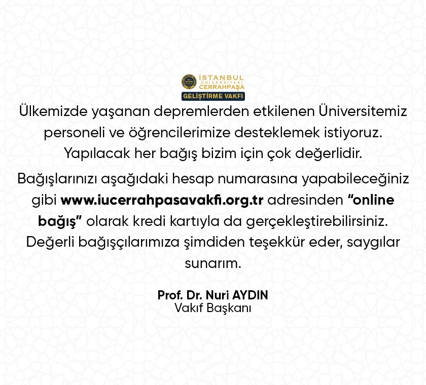 “Vakıf Başkanı Prof. Dr. Nuri AYDIN’ın Mesajı”