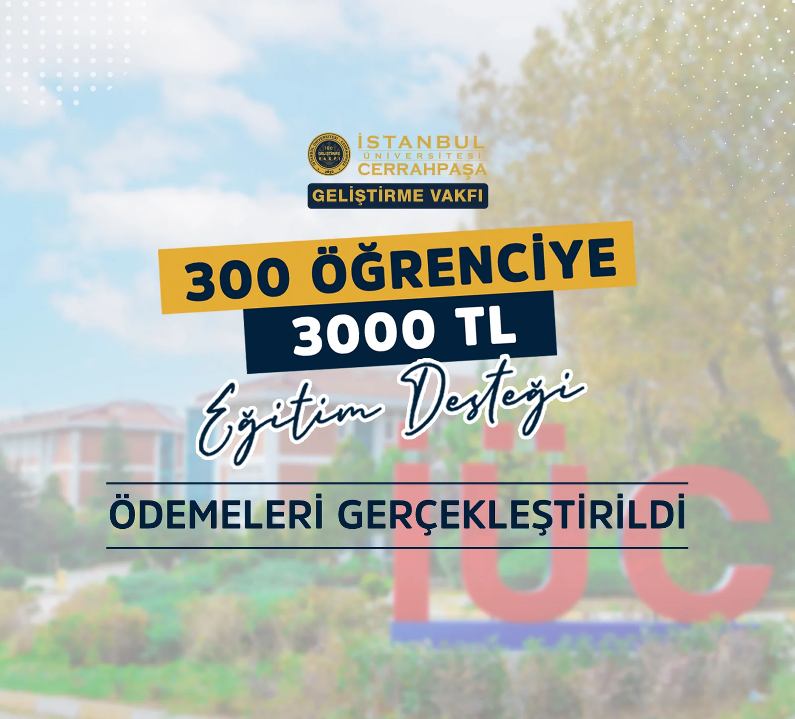 “300 Öğrenciye 3.000’er TL Eğitim Desteği Ödemeleri Gerçekleştirildi”