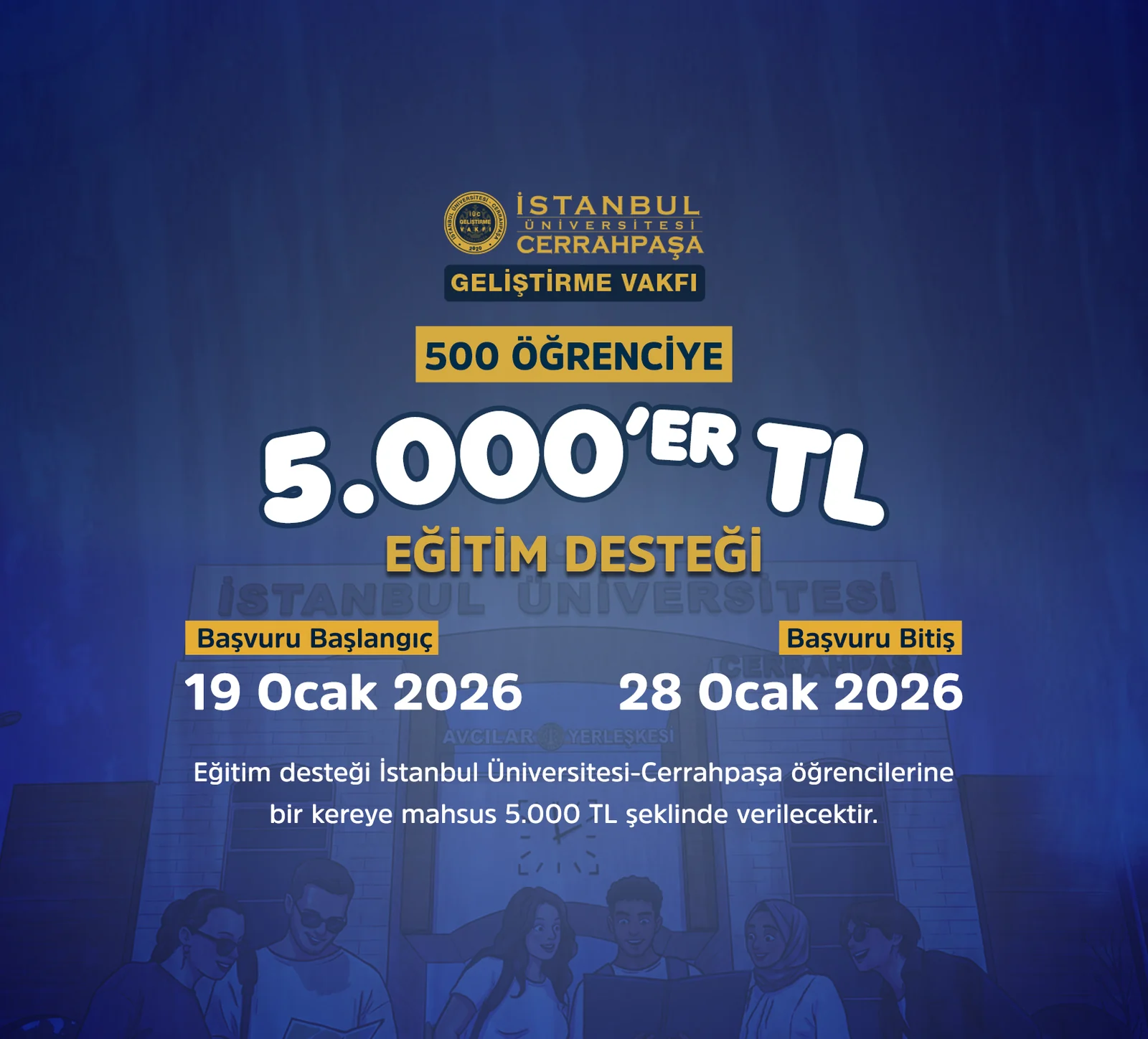 “500 Öğrenciye 5.000’er TL Eğitim Desteği” Başvuruları Başladı