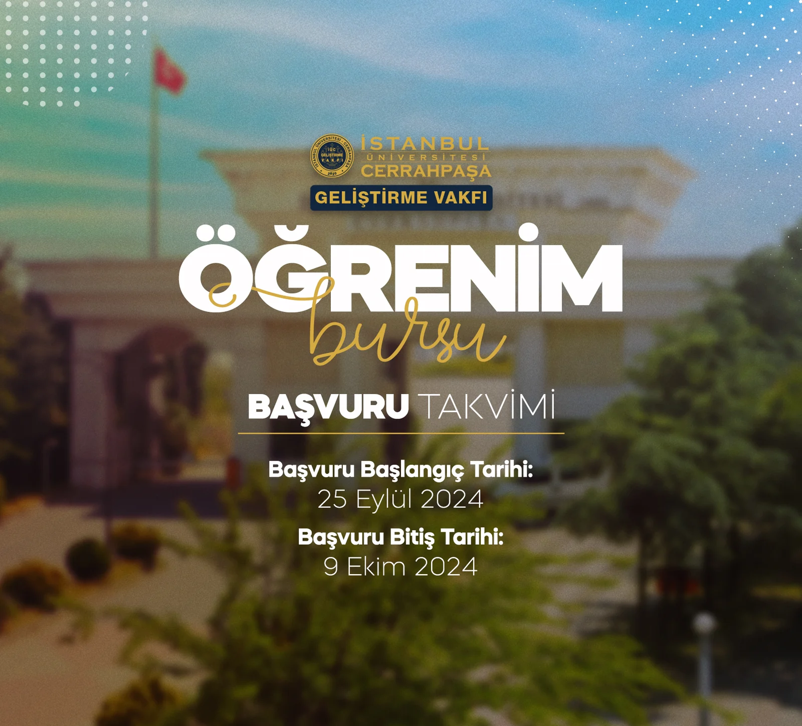 2024-2025 Eğitim-Öğretim Yılı Öğrenim Bursu Başvuru Takvimi