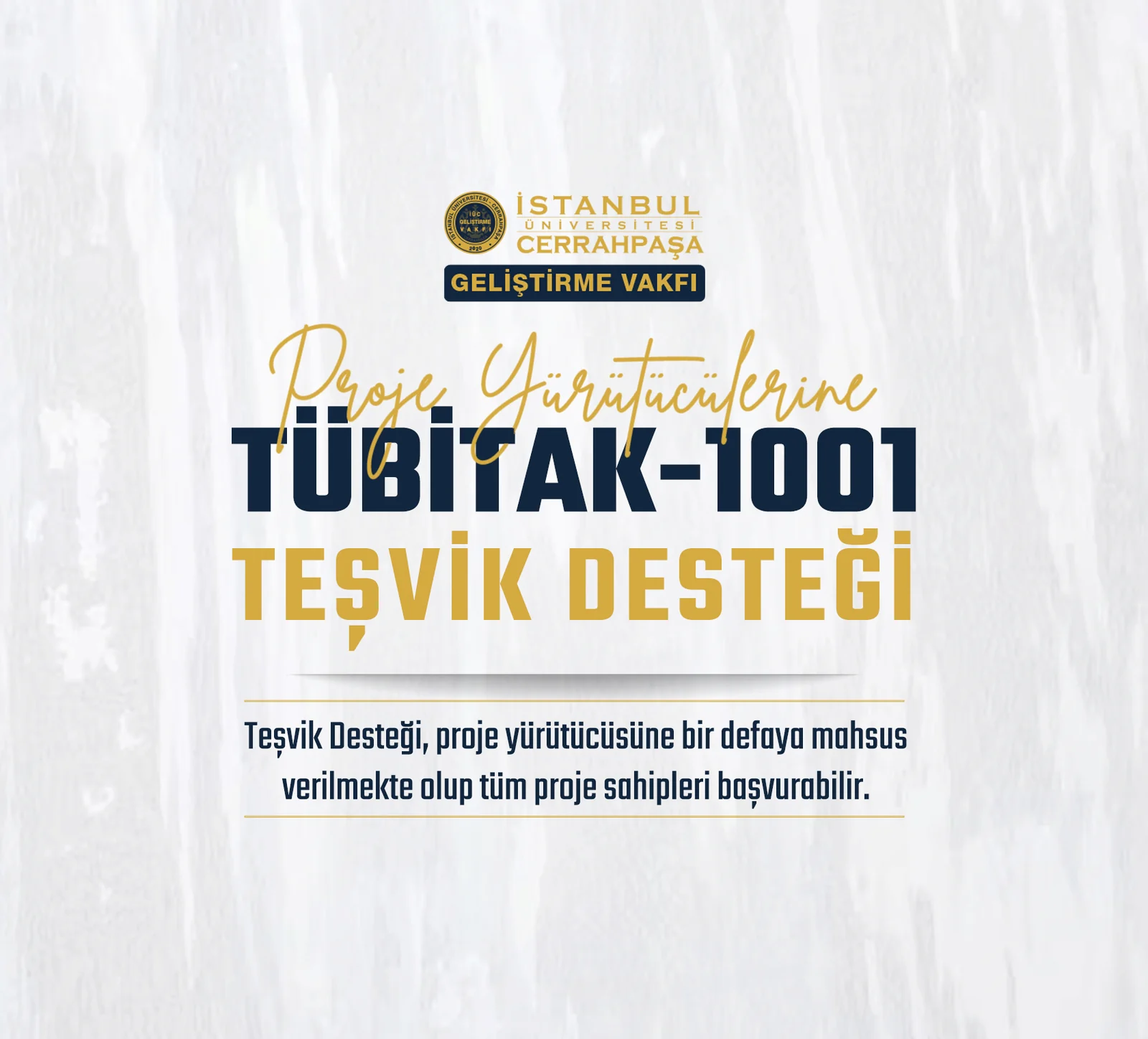 Proje Yürütücülerine TÜBİTAK-1001 Teşvik Desteği’nde Bulunmaya Devam Ediyoruz