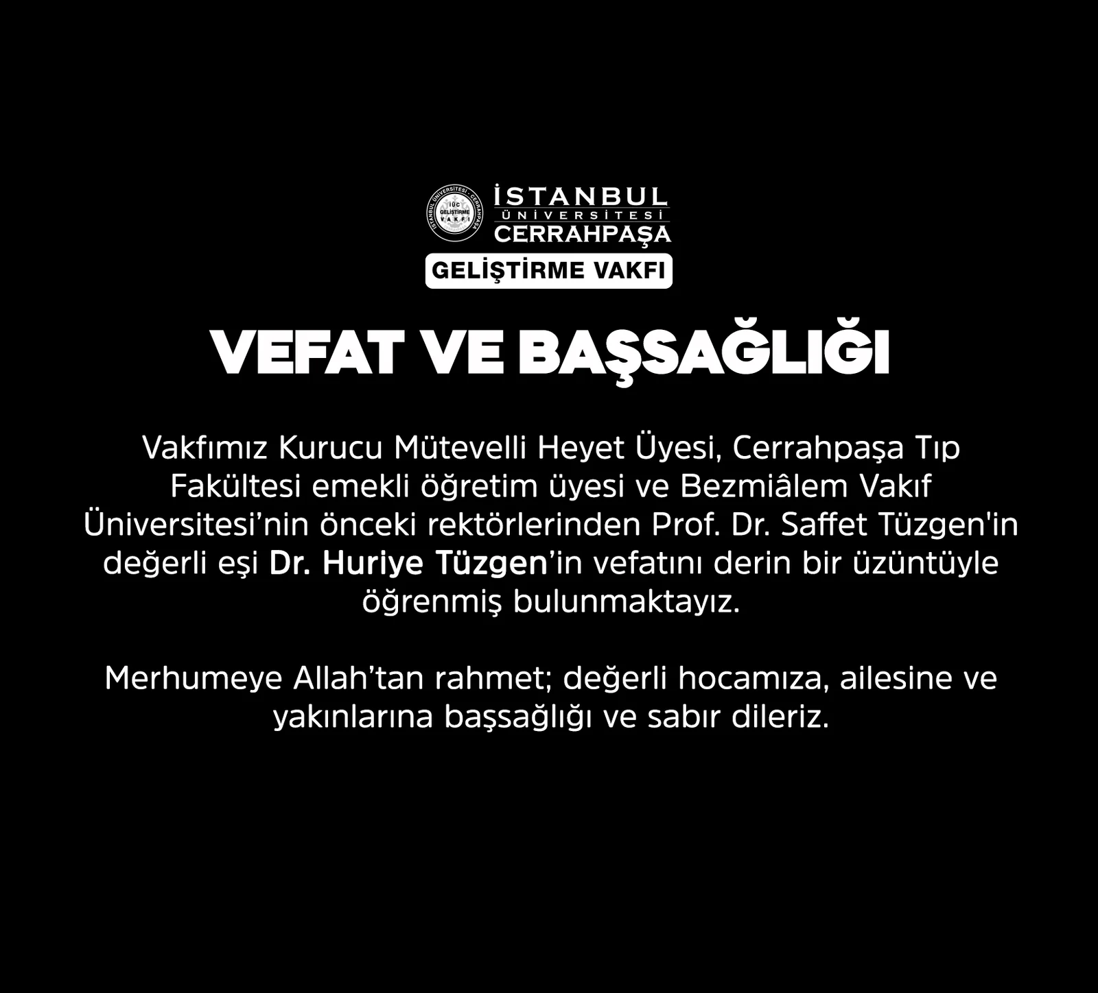 Vefat ve Başsağlığı